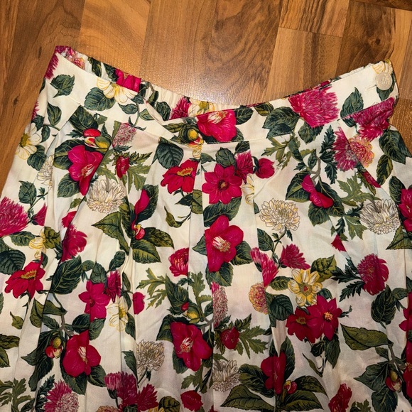 Vintage floral skirt red white green yellow size 14P cottage‎ fairy coquette - Picture 3 of 12